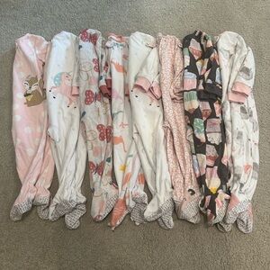 Set of 8, 24 mo girls Carter’s Zip Up Footie Pajamas